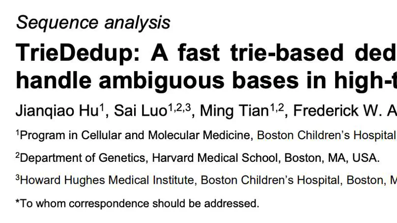 TrieDedup: A fast trie-based deduplication algorithm to handle ambiguous bases in high-throughput sequencing